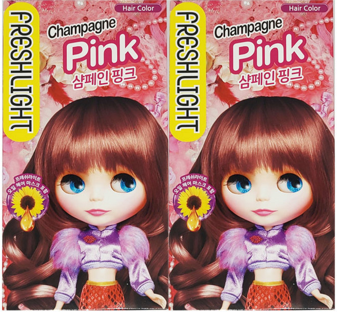 프레쉬라이트 밀키타입 염색제, 샴페인핑크, 2개