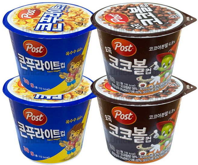 포스트 콘푸라이트 컵시리얼 + 오곡 코코볼 컵시리얼, 30g, 4개