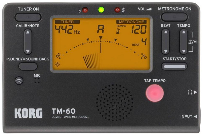 KORG TM-60 調音器 節拍器 調音節拍器 二合一 CM300拾音夾 (TM-50 升級版), 1個, TM-60（黑色）