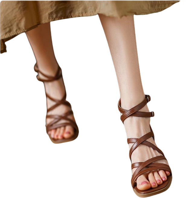 여성 뒷지퍼 글래디에이터 샌들 여름 토오픈샌들 통굽 스트랩