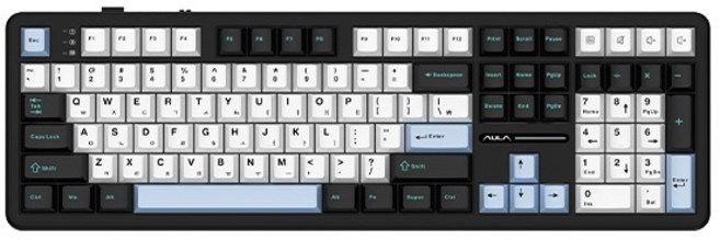 (AULA) 유 무선 블루투스 기계식키보드 독거미 F108 (한영) 스카이 블랙 LEOBOG 저소음솜사탕축, 독거미 F108 [한영]