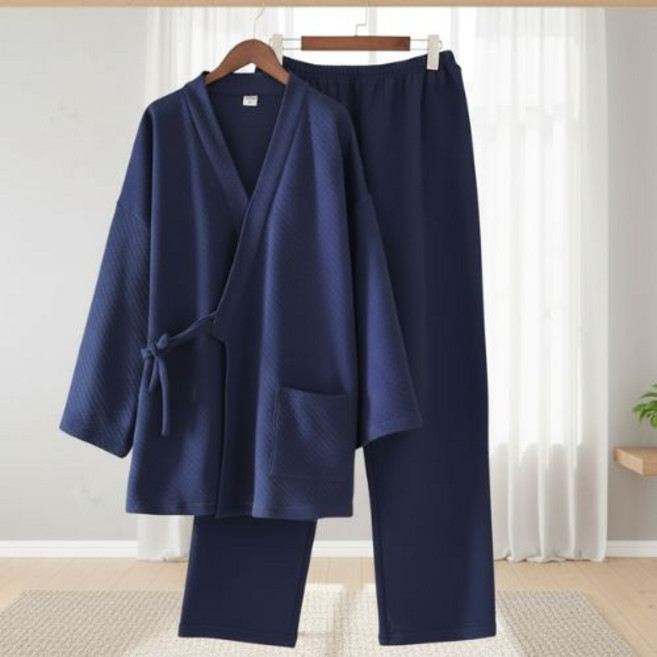 빅형 남자 하오리 잠옷 기모노 한텐 유카타 일본 겨울 두꺼운 파자마