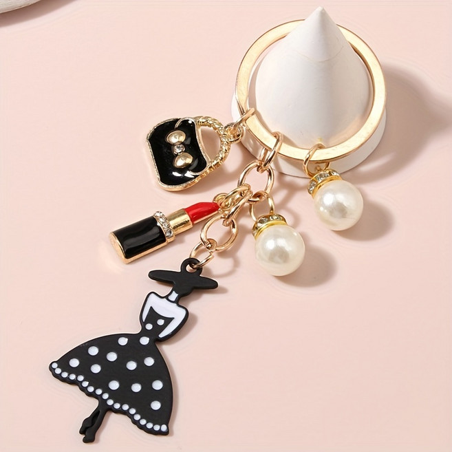 우아한 모던 레이디 립스틱 장식 키링 가방 참장식