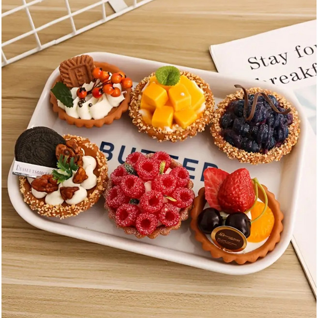 고퀄리티 모형 타르트 6종 세트 데코용 모형 과일타르트 컵케이크 베이커리 피규어 생일 브라이덜샤워 파티용품