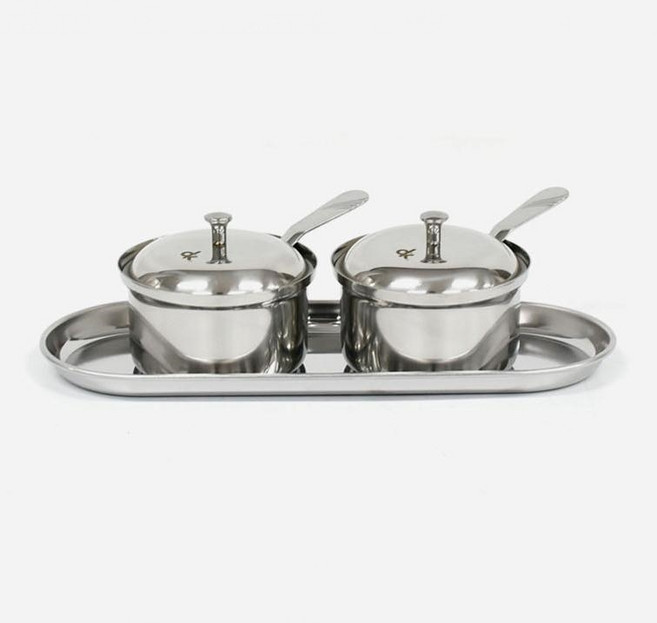 스텐 양념단지 2p 스푼 2p 받침세트, 양념통2p+스푼2p+받침쟁반1p, 1세트