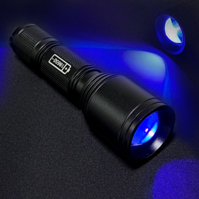 로버스트 충전식 UV LED 줌 라이트 ZM-307 (배터리포함) 축광 경화 형광 탐지 레진 오염 얼룩 물감놀이, 1개, 블랙