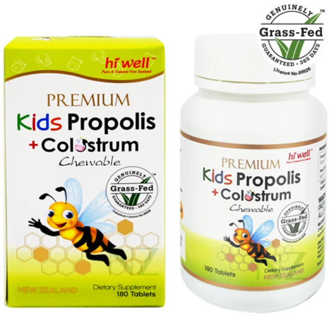 [뉴질랜드본사배송] 하이웰 키즈 프로폴리스 + 초유 어린이 초등 1통, 1개, 180정 - 쿠팡