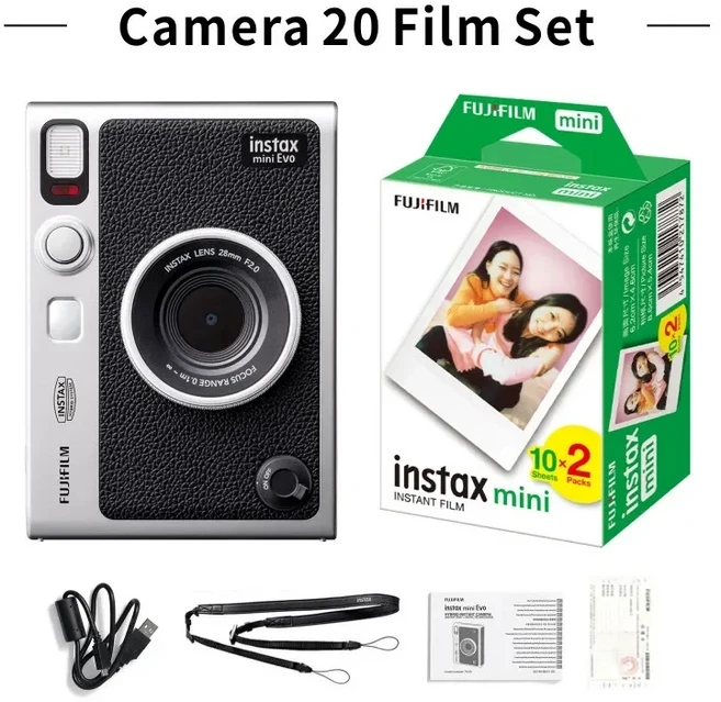 후지필름 일회용 카메라 빈티지 사진 인화 카메라 후지필름 미니 EVO 카메라 젊은이들의 사진 촬영용 카메, 03 Camera add 20Sheets