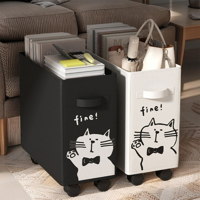 더 풀 이동식 사무실 테이블 책상 밑 수납 바구니 정리함, 블랙, 1개