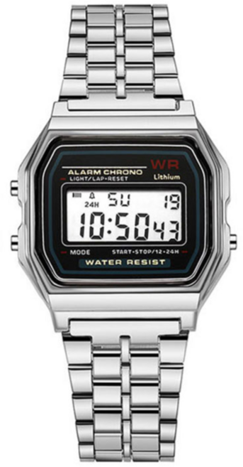 지니홀딩스 1+1 사각 전자 메탈 손목 시계 남녀공용 패션 시계 커플시계