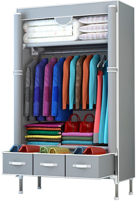 MAME 조립식 비키니 옷장 행거 원룸 서랍형 옷장 90, 그레이