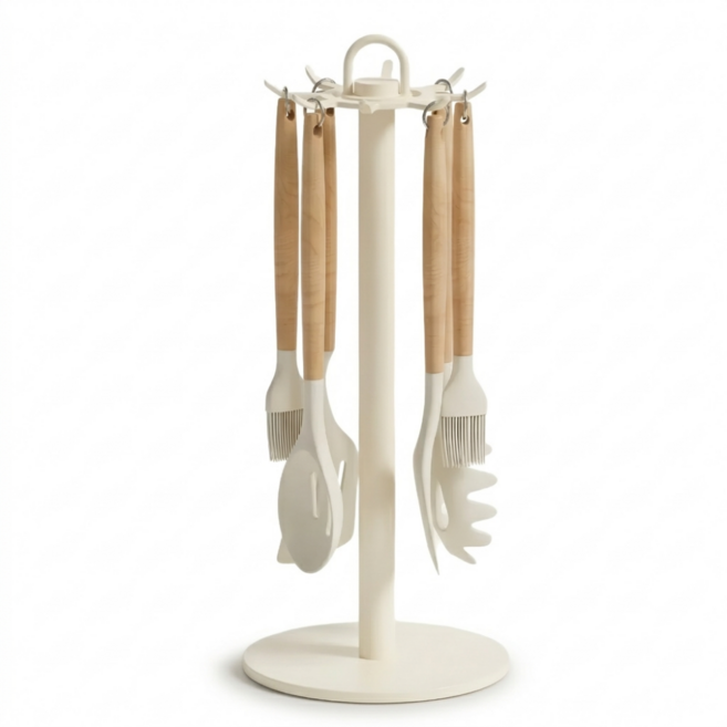 러슈브 회전 주방 조리도구 걸이 스탠드형, 1개, 크림
