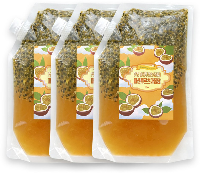 맛집 패션후르츠청 퐁당 수제청 카페납품 대용량 음료재료 홈카페 백향과에이드, 2kg, 1개, 3개입, 2kg
