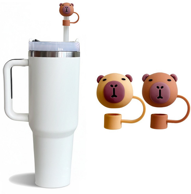 실리콘 텀블러 빨대 마개 10mm 세트, 1세트, 카피바라세트