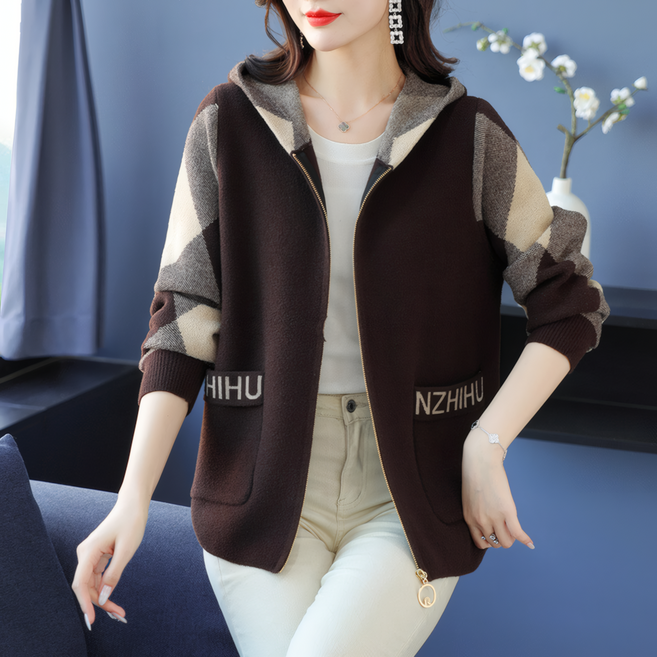 NUNUHANA 여성 40대 50대 캐주얼 루즈핏 니트 재킷 BMA0674