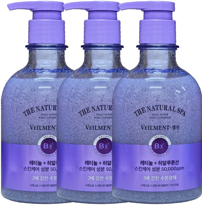 온더바디 벨먼 내추럴 스파 수분광채 사해소금 스크럽 바디워시 자스민향, 400ml, 3개