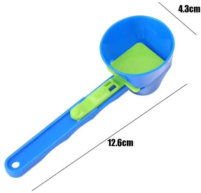 크리 에이 티브 유출 없음 측정 숟가락 커피 단백질 분말 휴대용 주방 가제트에 대한 깔때기와 국자 슬라이, 02 파란, 1개