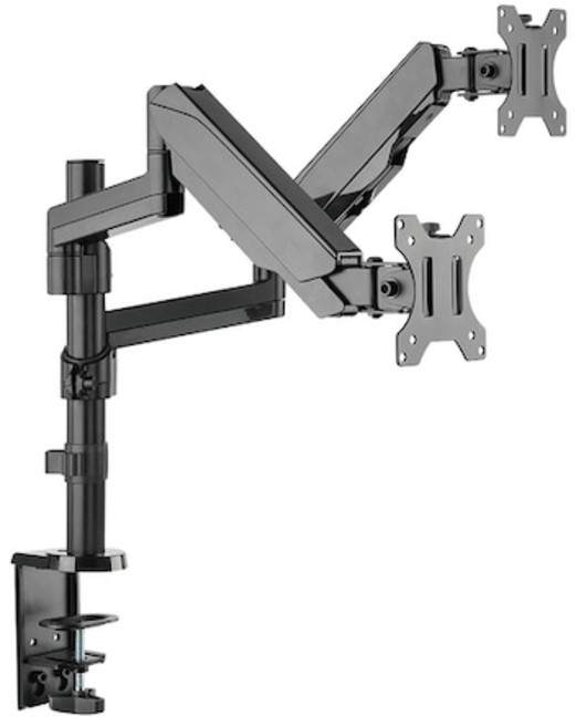 넥시 가스스프링 듀얼모니터 암 거치대 NX-LDT16-C024, 무광 블랙, 1개