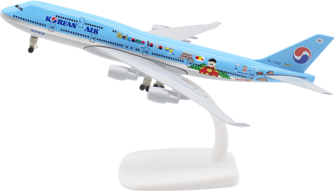 SHC 1:300 다이캐스트 장식용 모형 항공기 20cm + 보관파우치, 1개, 대한한공 B747