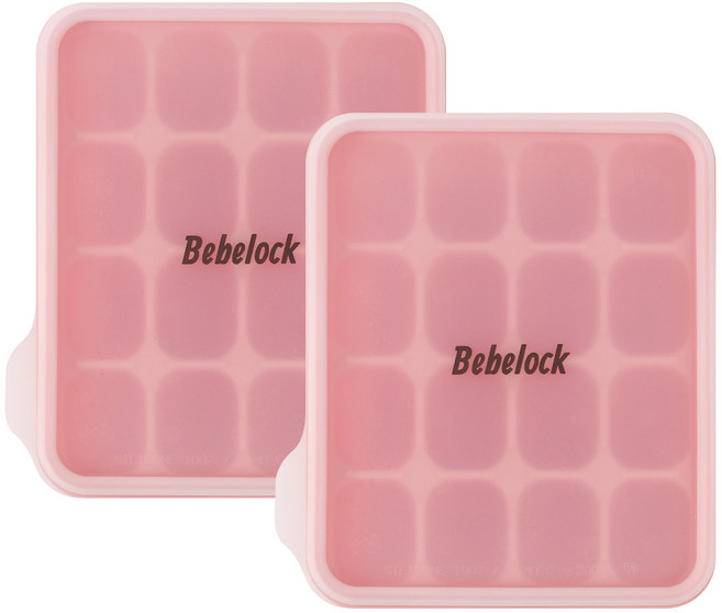 베베락 엘파 실리콘 큐브 2P(냉동보관용기_뚜껑포함 13.5cm X 15cm), 엘파 실리콘큐브(피치핑크2P), 1개