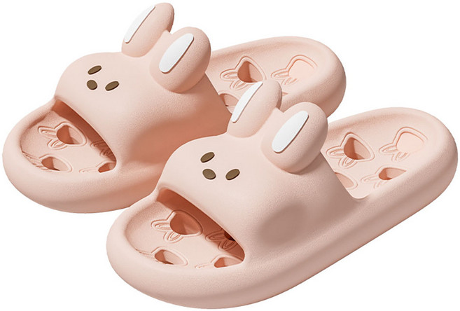 미로드 귀여운 토끼 미끄럼방지 고급 EVA 물빠짐 욕실화, 핑크, 1개