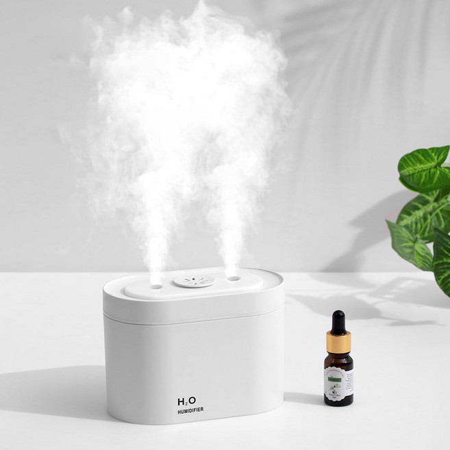 무선 미니가습기 충전식 초음파 가습기 무드등 무소음 800ml, 화이트