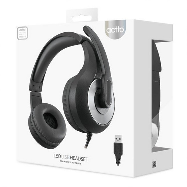 엑토 USB 헤드셋 PC 노트북 인터넷강의 어학용, 블랙, BKS-78