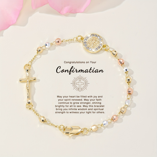 천주교 팔찌 분도패 성베네딕토 십자가 컷팅볼 by 셀레르, 골드, 1개