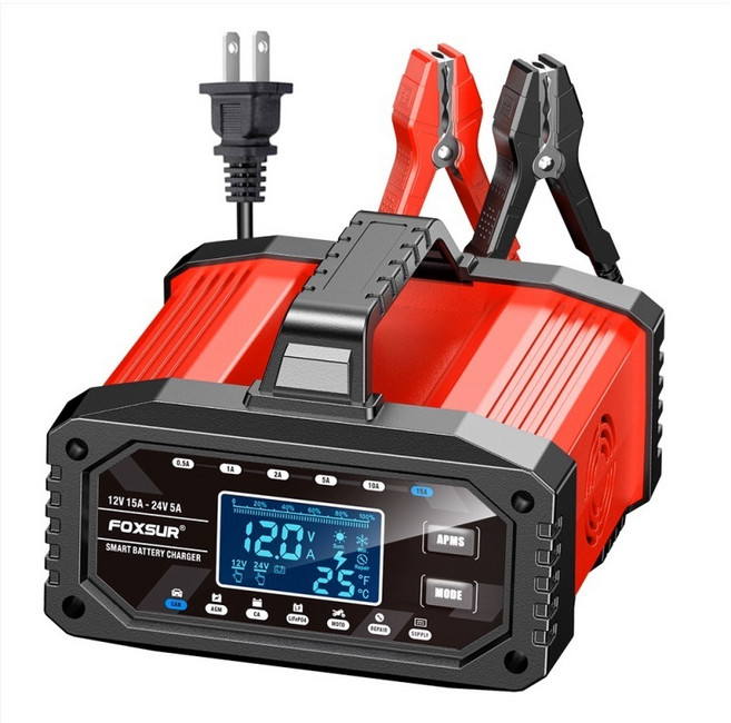 福克斯FAC-150 汽車電池充電器 六段電流檢測修復電源, 紅色