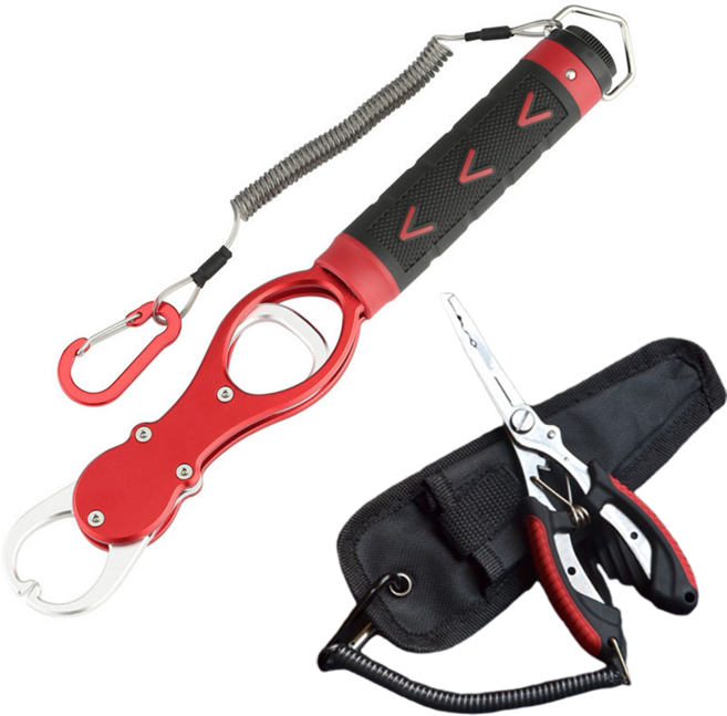 펄스프로 낚시 집게 플라이어 세트, 1세트, 레드