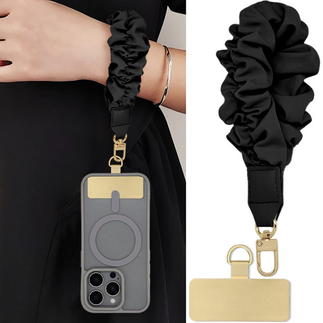 허니코코 손목에 편하게 감기는 전기종 호환 핸드폰 스트랩(스틸 태그홀더 포함), 04  블랙, 1개