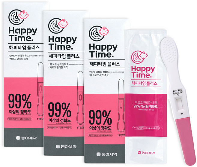 동아제약 해피타임 플러스 임신테스트기 임신진단키트 x 3개, 1세트, 3개입
