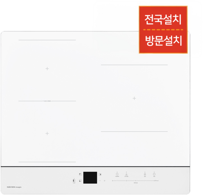 [전문설치]나비엔매직 전기레인지 3구인덕션 스노우화이트 방문설치, 빌트인, ERI-3483AF