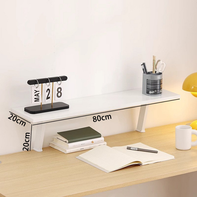 모니터받침대 클램프형 책상 모니터선반 PC 데스크 수납 랙 화이트, 화이트80x20cm