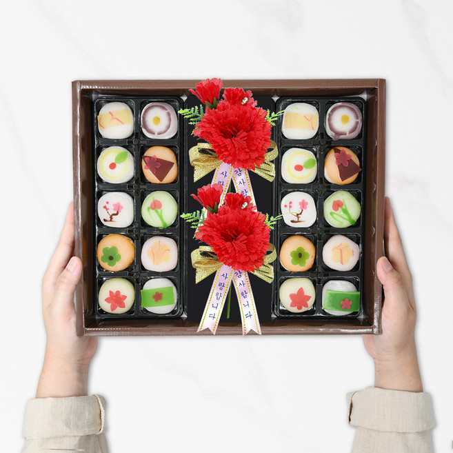 아샤르 화과자 20구 카네이션 2개 증정 어버이날 스승의날 선물세트, 평일 13시이전 당일발송, 1개, 1kg