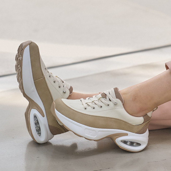 배색 스포티 쿠션 통굽 여성키높이 운동화 스니커즈 5.5cm