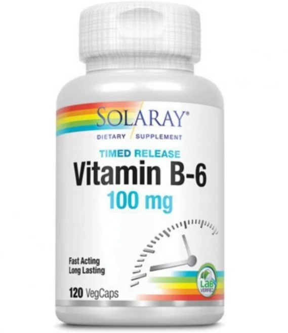 솔라레이 Solaray B 6 Two Stage Timed Release 100mg 60 Count, Unflavored, 120 Count (Pack of 1), 1개, 120정 - 쿠팡