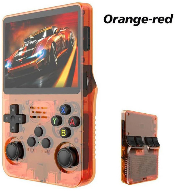 R36S 掌上遊戲機 開源WiFi對打, 透橙128G