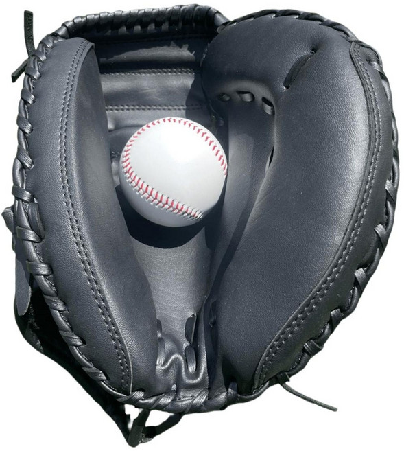 블루웨이브 야구 포수글러브 캐처글러브 우투용 안전야구공 세트, 블랙, 1개