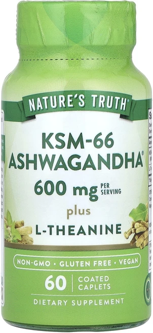 Nature's Truth KSM-66 아슈와간다 l-테아닌 코팅 정제 60정, NaturesTruthKSM66아슈와간다l테아닌코팅정제, 1개 - 쿠팡