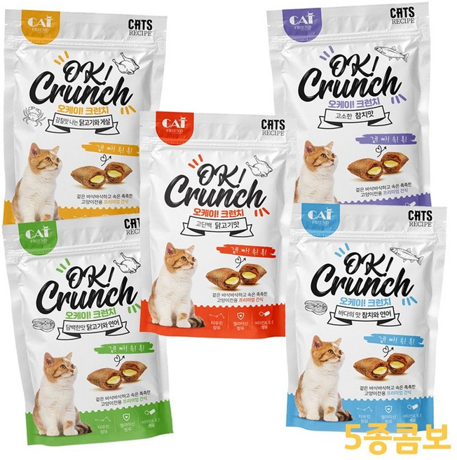 캣프랜드 오케이 크런치 5종 콤보, 60g, 5개