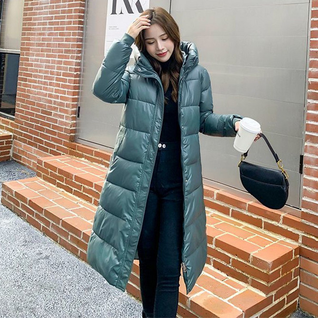 TKX 여성 롱 오리털 패딩 자켓 겨울 따뜻한 후드 점퍼 보온 깔깔이 웰론 오버핏