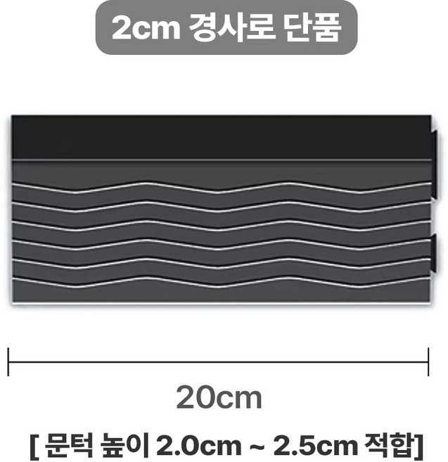 로봇청소기 문턱 경사로 미끄럼방지 유아매트경사판 물결 패턴 패드 방지턱 높이 2cm 3cm, 블랙, 1개
