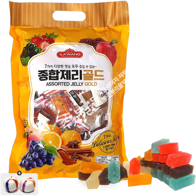 일광 옛날 종합젤리골드(1000g) x 1봉+자색옥춘 사탕 20g 세트 번들 10호, 1kg, 1세트