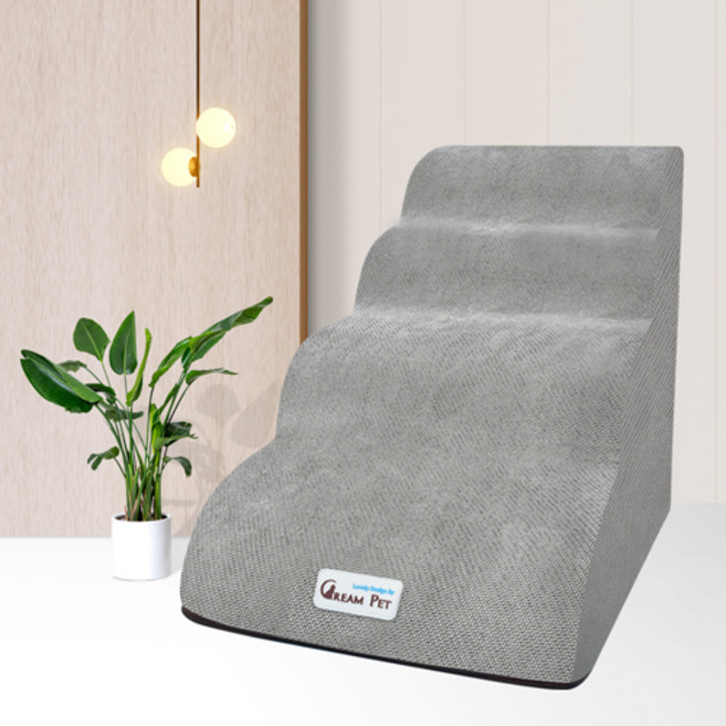 크림펫 커브형 강아지 계단 논슬립 애견 스텝, 그레이, 4단, 방수, 1개