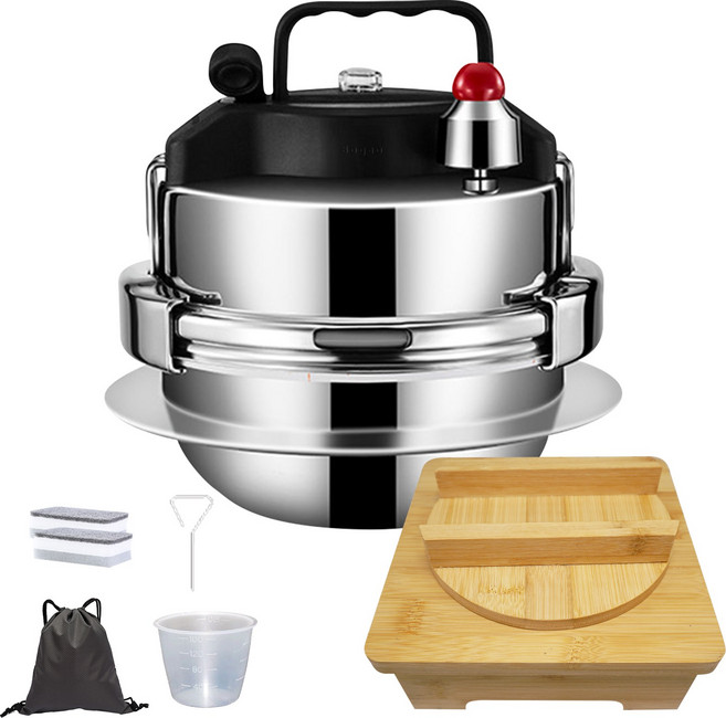 Bogao 소형 압력밥솥 누룽지밥솥 5분누룽지 가마솥 1-2인용 자취용 캠핑용 가스레인지 압력밥솥 인덕션 압력솥세트 추천 스텐압력밥솥 C76, 0.8L, 1개, 은색