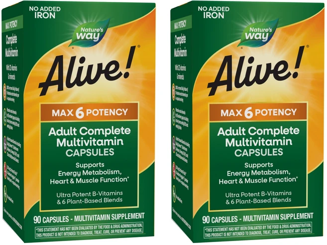 네이쳐스웨이 얼라이브! 데일리 멀티-비타민 맥스 포텐시 베지 캡슐, 90정, 2개 - 쿠팡