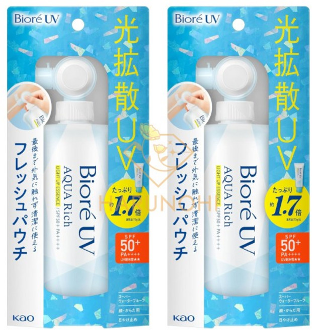 일본 비오레 UV 아쿠아리치 라이트업 에센스 파우치형 120g X 2개