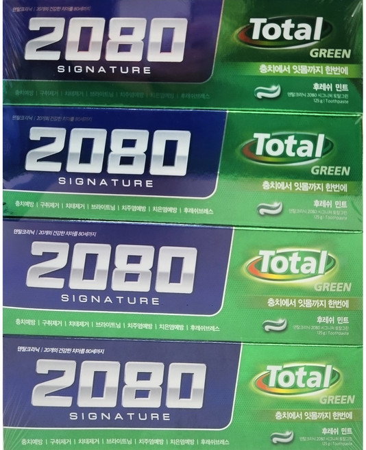 2080 시그니처 토탈그린 치약125g (4입) X 2개, 125g, 1세트
