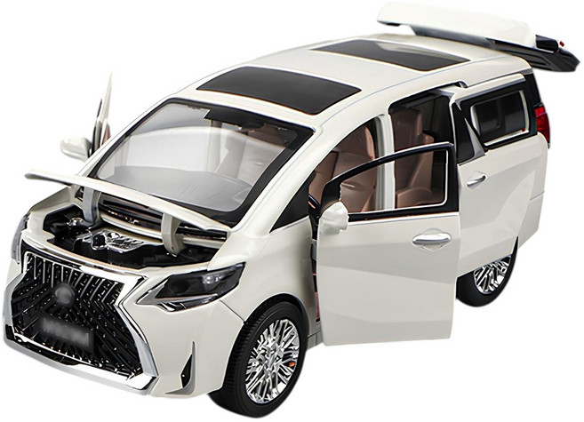 다이캐스트 금속 1:24 렉서스 LM300h 미니밴 럭셔리밴 합금 풀백 자동차 모형, 1개, 화이트